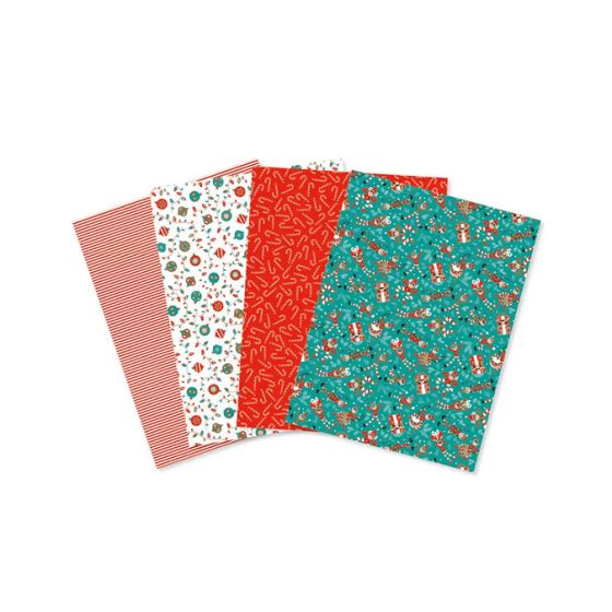 Papier texture « Lutins » – assortiment foil Noël (Décopatch)