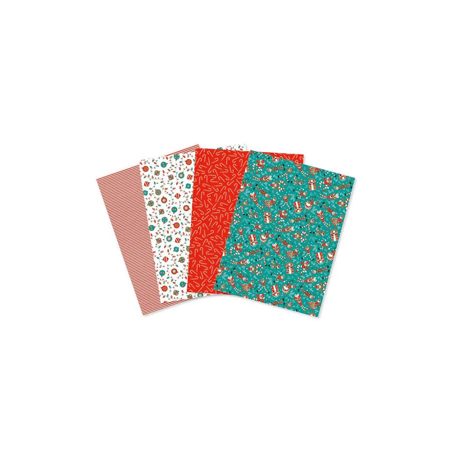 Papier texture « Lutins » – assortiment foil Noël (Décopatch)