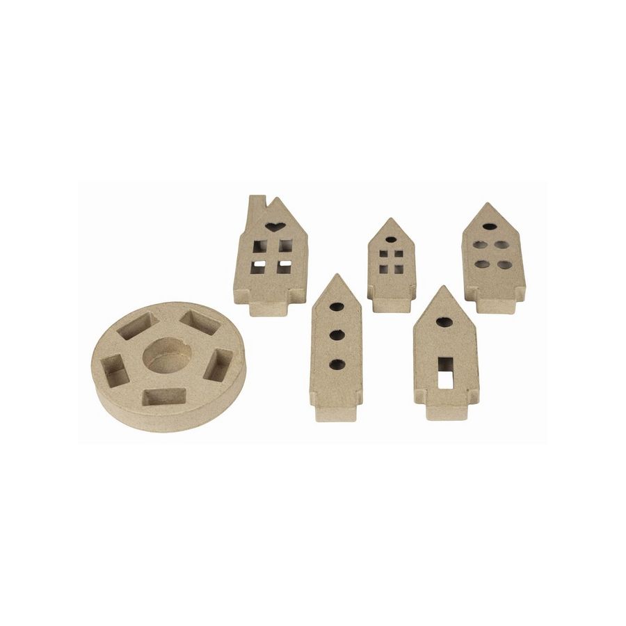 Bougeoir « Village » en papier mâché – 25×36×2 cm (Décopatch), à personnaliser