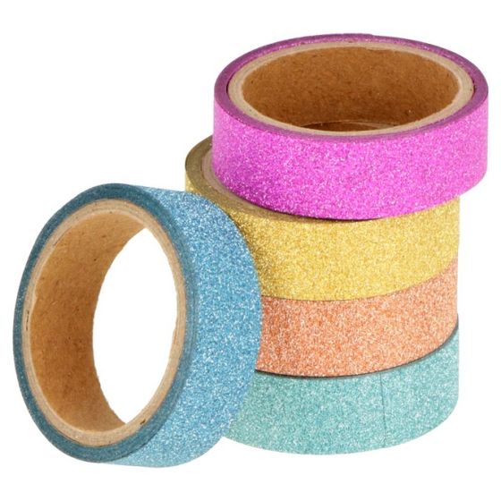 Set de 5 masking tapes pailletés – 10 mm × 2 m (Artemio)
