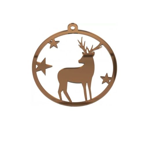 Suspension miroir acrylique « Boule de Noël – Renne » brune, 10,8×10 cm (Let It Snow)