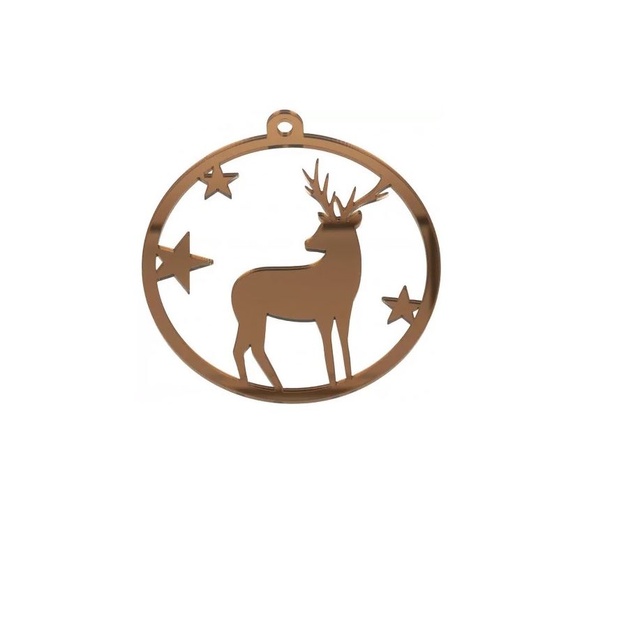 Suspension miroir acrylique « Boule de Noël – Renne » brune, 10,8×10 cm (Let It Snow)