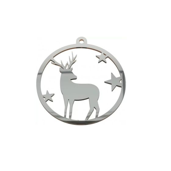 Suspension miroir acrylique « Boule de Noël – Renne » brune, 10,8×10 cm (Let It Snow)