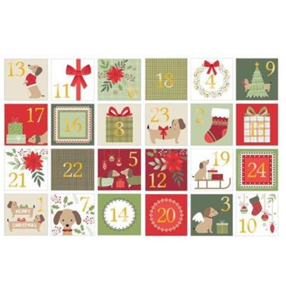 Stickers carrés « Woofy Christmas » – 2 planches Avent (Artemio)