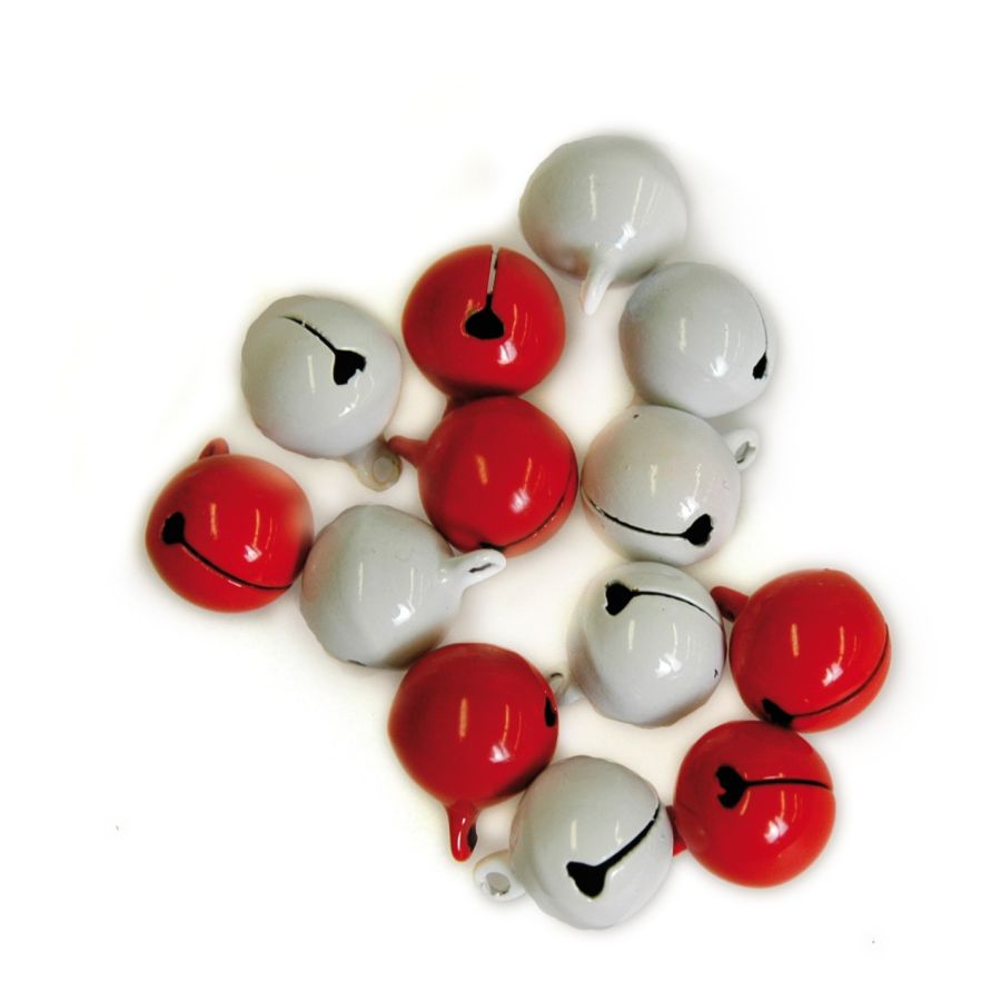 Grelots / Clochettes Rouge & Blanc Ø18 mm – Lot de 10 (Artemio)