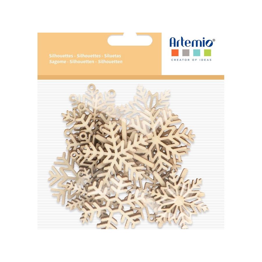 16 silhouettes en bois « Flocons » 3 cm – Artemio (FSC)