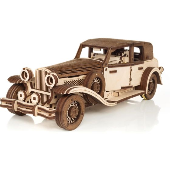 Maquette 3D voiture rétro – Eco Wood Art (28×9,6×9 cm)