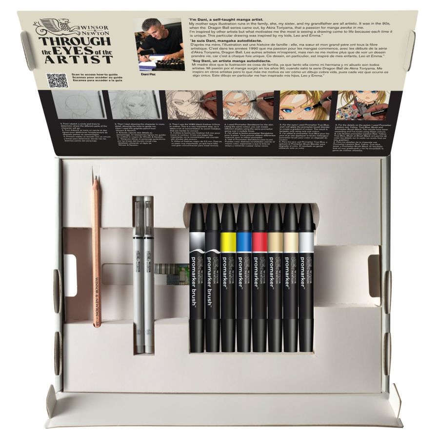 Coffret Mix Media Manga – Winsor & Newton (Promarker, fineliners, papier bleedproof)