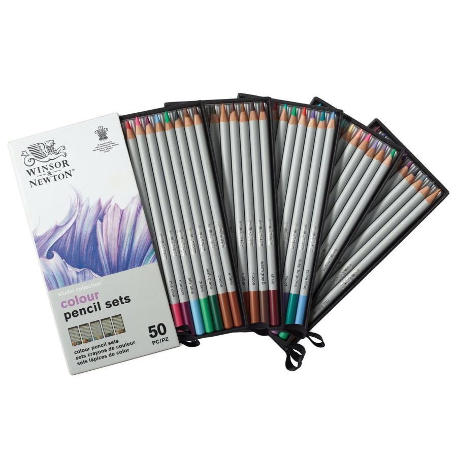 W&N Studio Collection – Coffret 50 crayons de couleur