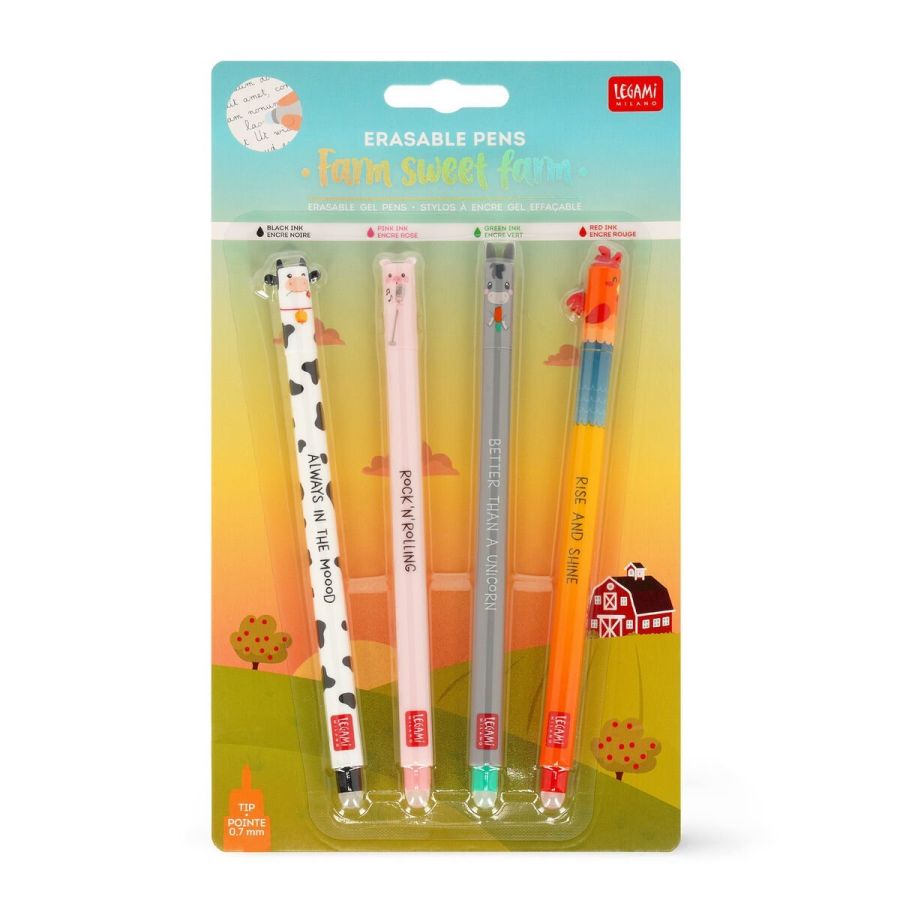 Lot 4 Stylos Gel Effaçables Ferme – Legami