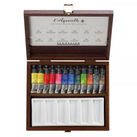 Coffret Aquarelle Sennelier – 12 tubes + palette porcelaine