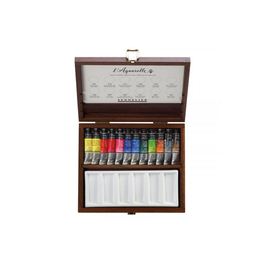 Coffret Aquarelle Sennelier – 12 tubes + palette porcelaine