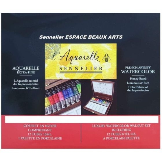 Coffret Aquarelle Sennelier – 12 tubes + palette porcelaine