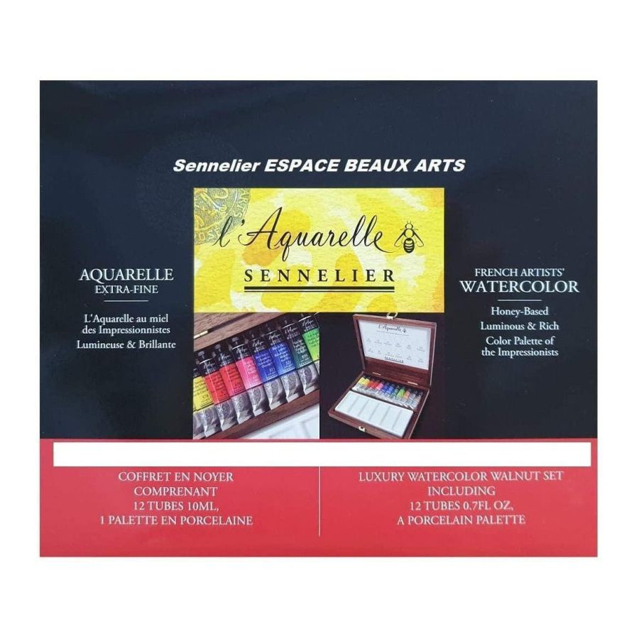 Coffret Aquarelle Sennelier – 12 tubes + palette porcelaine