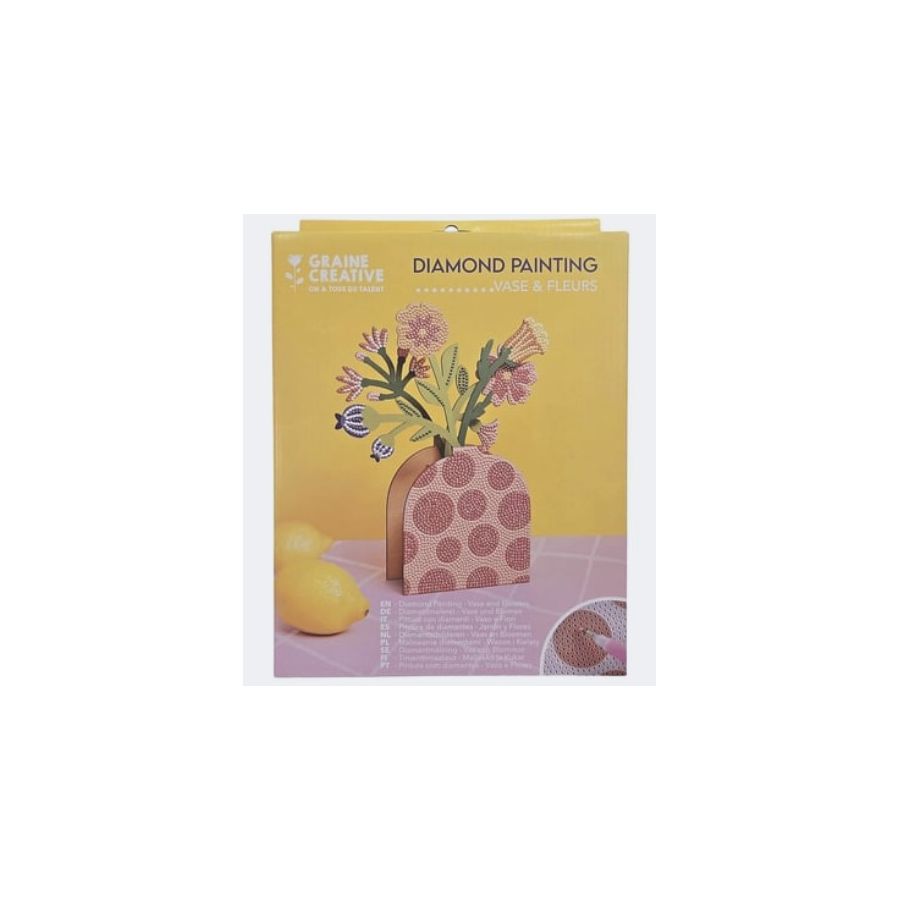 Kit Diamond Painting 3D – Vase rose & fleurs à diamanter