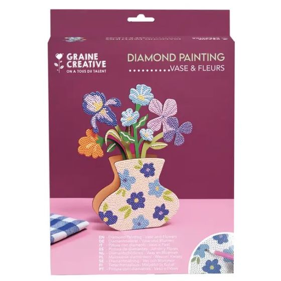 Kit Diamond Painting – Vase bleu et fleurs – Graine Créative