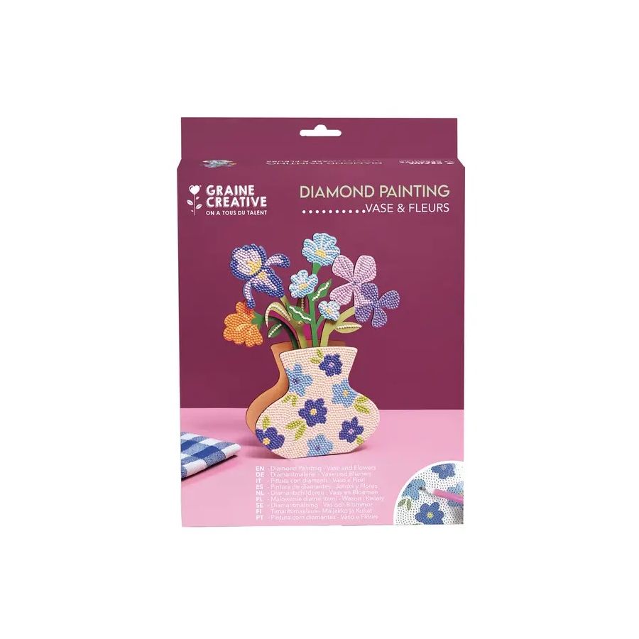 Kit Diamond Painting – Vase bleu et fleurs – Graine Créative
