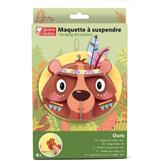Maquette à suspendre Ours 3D carton – Graine Créative
