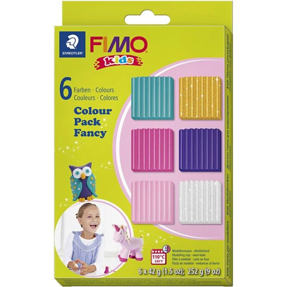 Kit pâte FIMO Kids – 6 pains pailletés et colorés