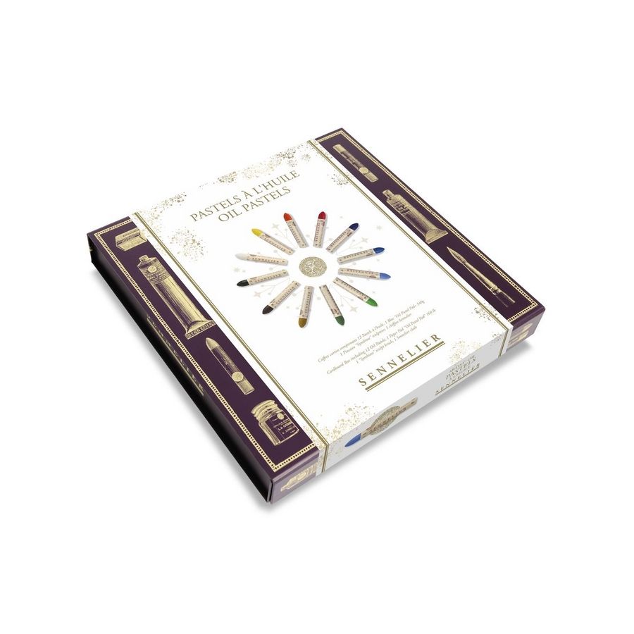 Coffret magnétique 12 pastels à l’huile + bloc 18,7 × 14,8 cm – Sennelier