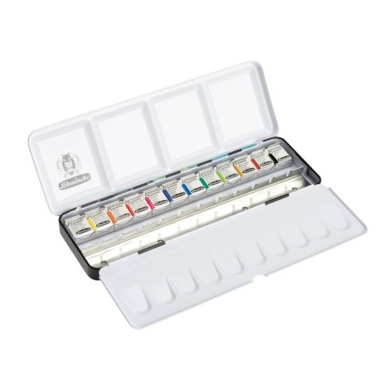 Boîte métal « En surface » 12 ½ godets + 12 vides – Akademie Aquarell Schmincke