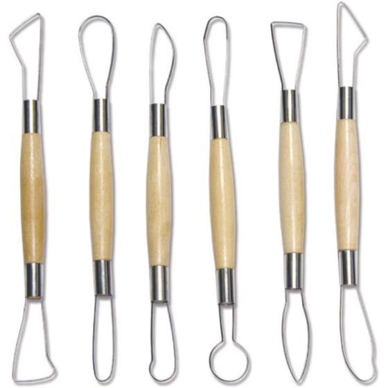 Mirettes poterie et sculpture – Set 6 pièces manche en bois