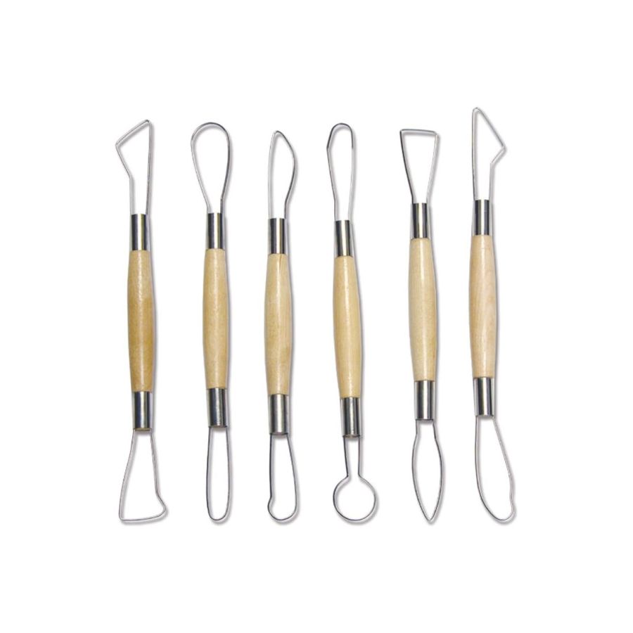 Mirettes poterie et sculpture – Set 6 pièces manche en bois