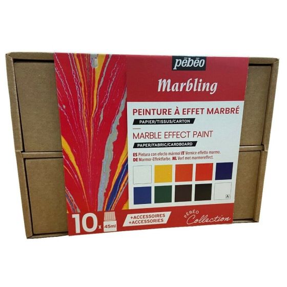 Coffret Marbling Pébéo – 10 x 45 ml (peinture marbrure base eau)