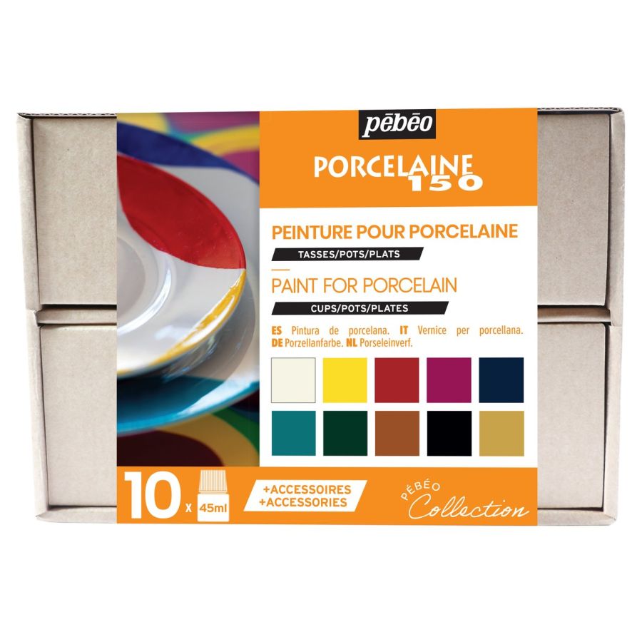 Coffret Collection Porcelaine 150 Pébéo – 10 x 45 ml + accessoires