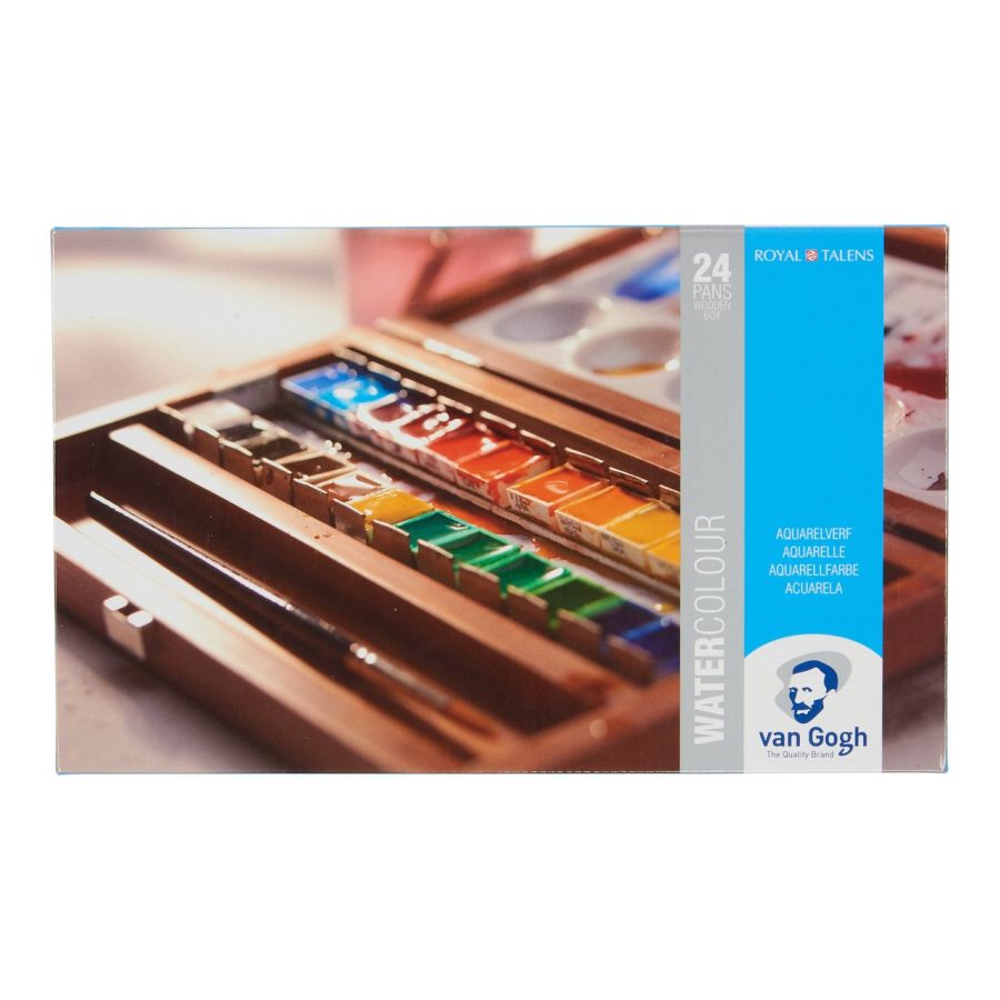 Coffret aquarelle Van Gogh bois – 24 demi-godets + 2 pinceaux