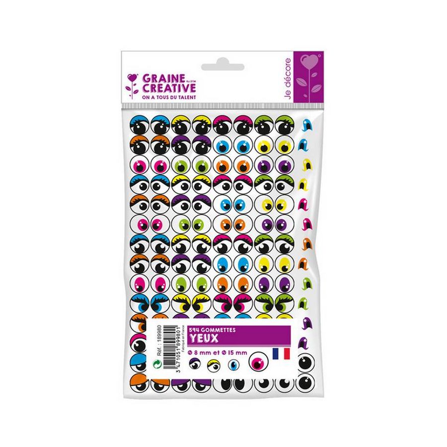 Blister de 594 gommettes yeux autocollants – Loisirs créatifs DIY