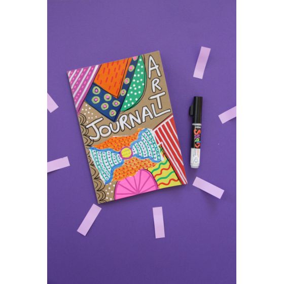 Kit Art Journal Skrib Acrylique  - 9 marqueurs, carnet, stickers et trousse – Pébéo