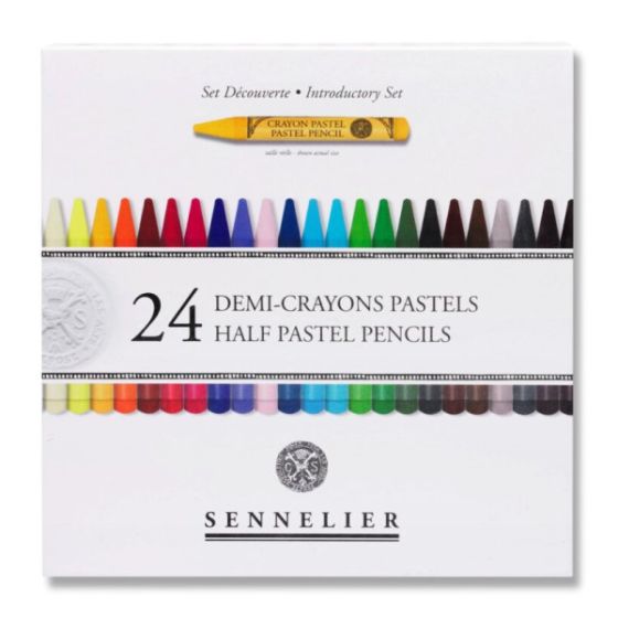 Boîte magnétique 24 crayons demi-pastels + 12 emplacements vides – Set découverte