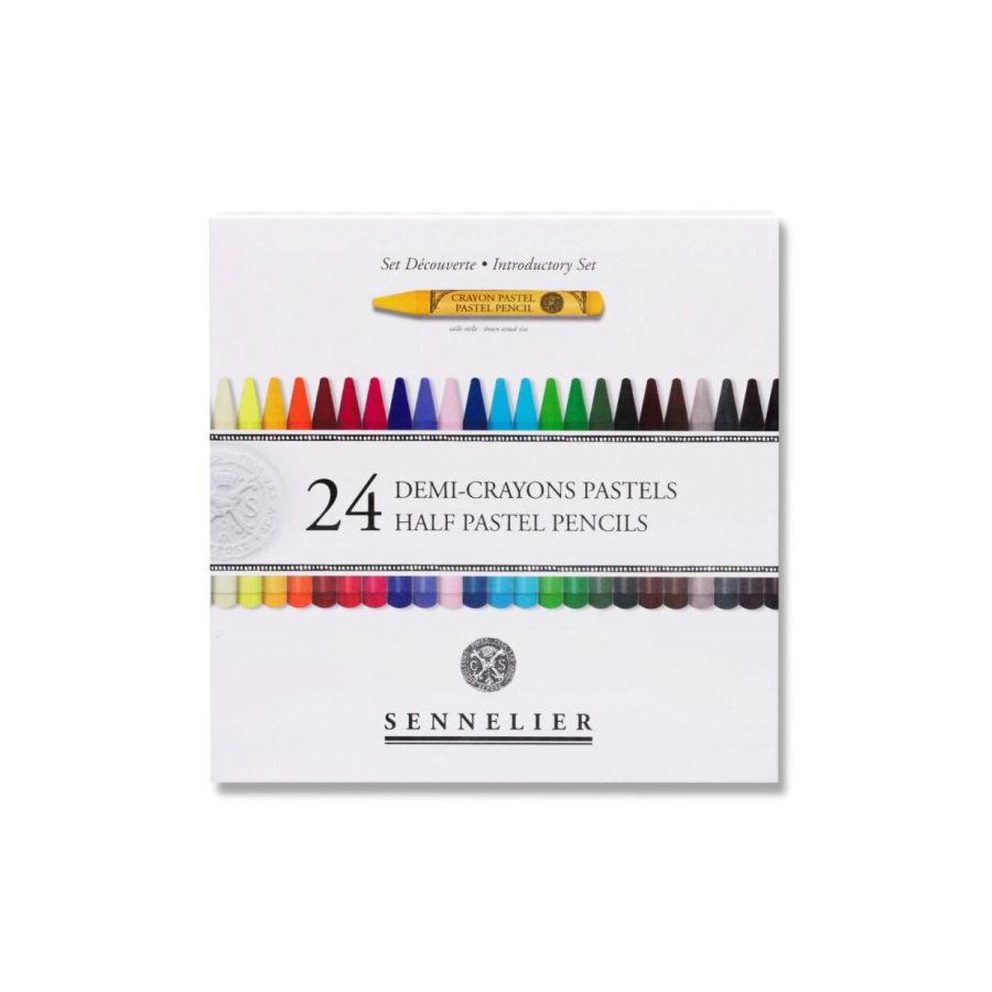 Boîte magnétique 24 crayons demi-pastels + 12 emplacements vides – Set découverte