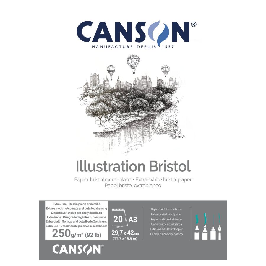CANSON Bristol – Bloc dessin A3 – 20 feuilles