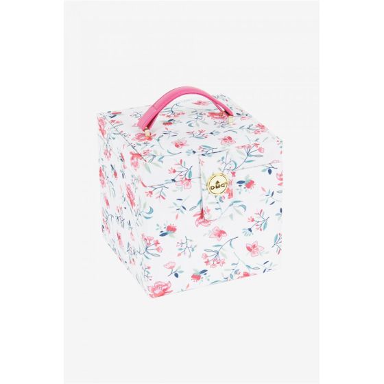 Boîte à couture DMC Folk carrée – Fleurie avec anse imitation cuir
