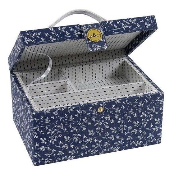 Boîte de rangement couture DMC Fleurs bleues – 24 x 17 x 13 cm