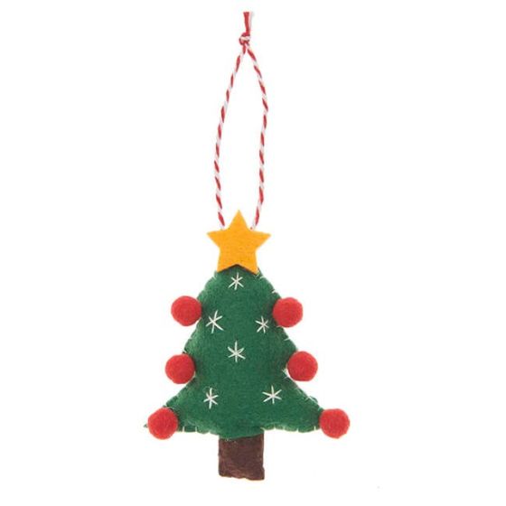 Suspension sapin de Noël en feutrine verte 9 x 2 x 7 cm