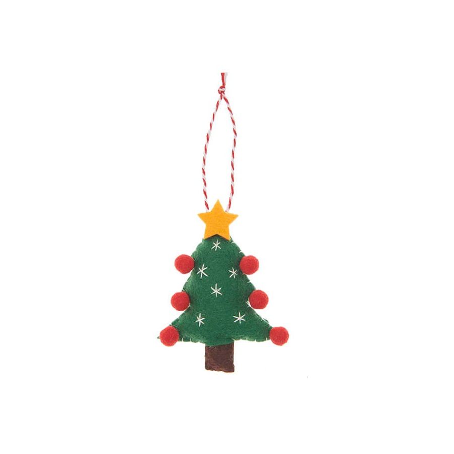 Suspension sapin de Noël en feutrine verte 9 x 2 x 7 cm