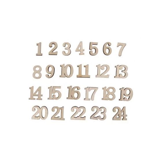 24 chiffres de l’Avent en bois brut adhésifs 1,7 cm – Rayher