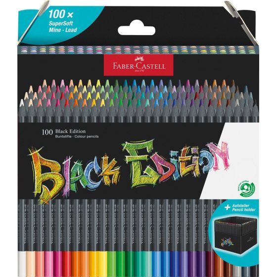 Pochette de 100 crayons de couleur Faber-Castell Black Edition