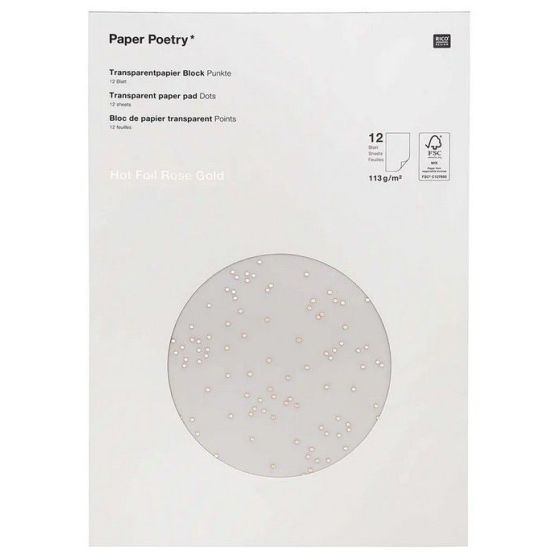 Papier transparent A4 113 g – Bloc 12 feuilles – Rico Design