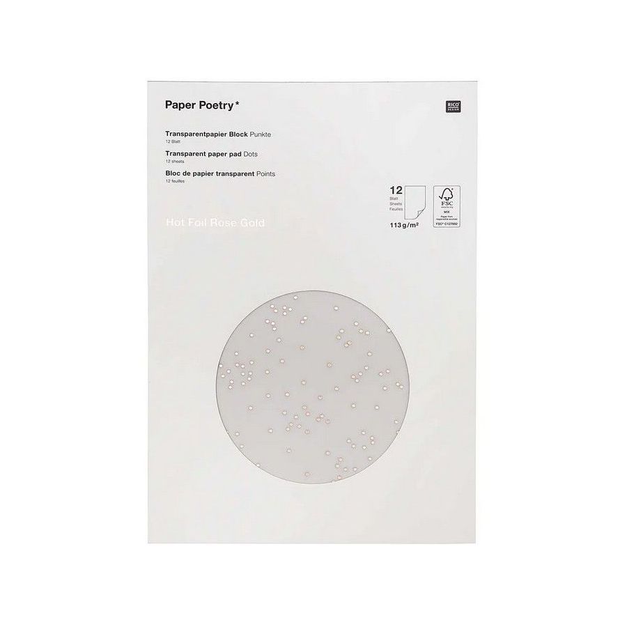 Papier transparent A4 113 g – Bloc 12 feuilles – Rico Design