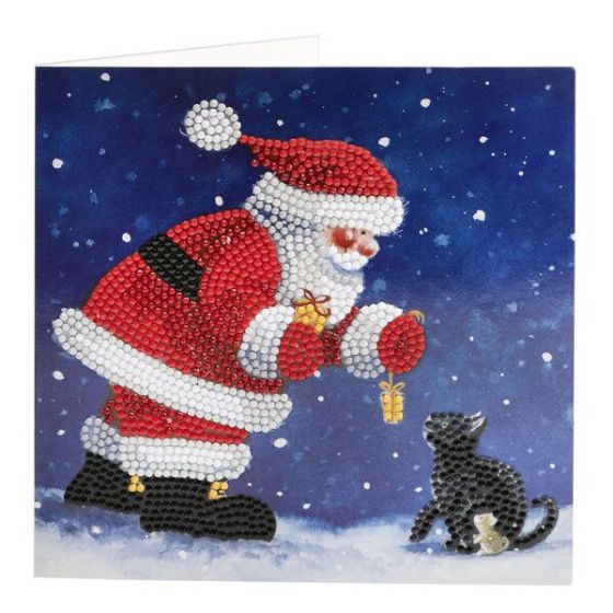 Kit carte Crystal Art broderie diamant Père Noël – 18 × 18 cm – Avec enveloppe