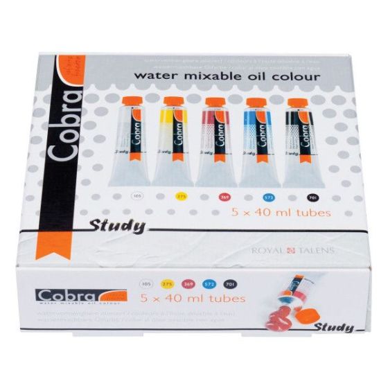 Cobra Study – Coffret 5 tubes peinture à l’huile diluable à l’eau 40 ml