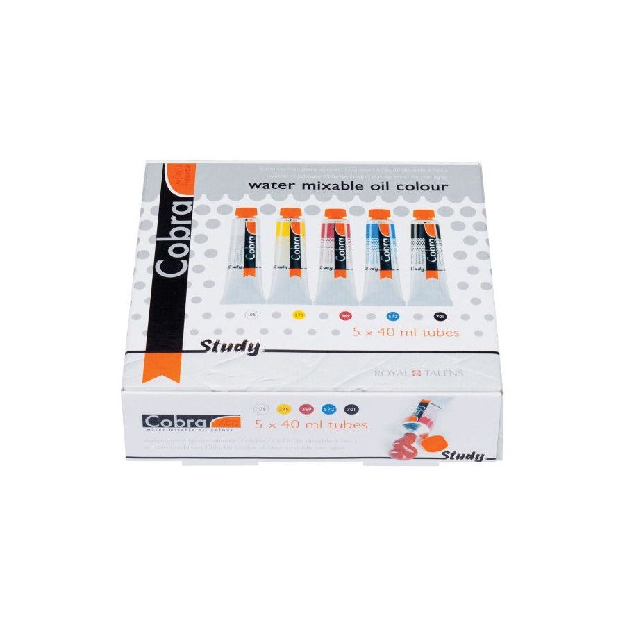 Cobra Study – Coffret 5 tubes peinture à l’huile diluable à l’eau 40 ml