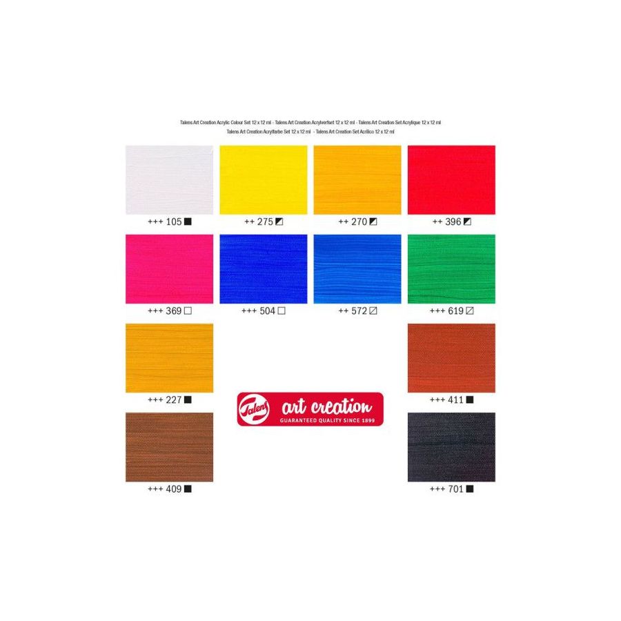 Talens Art Creation – Set peinture acrylique 12 x 12 ml (couleurs de base)