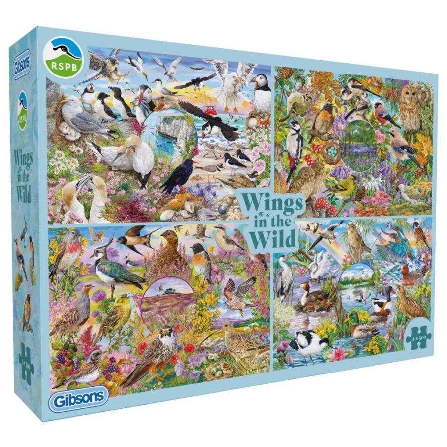 Puzzle Wings in the Wild – Coffret 4 x 500 pièces (Gibsons x RSPB)