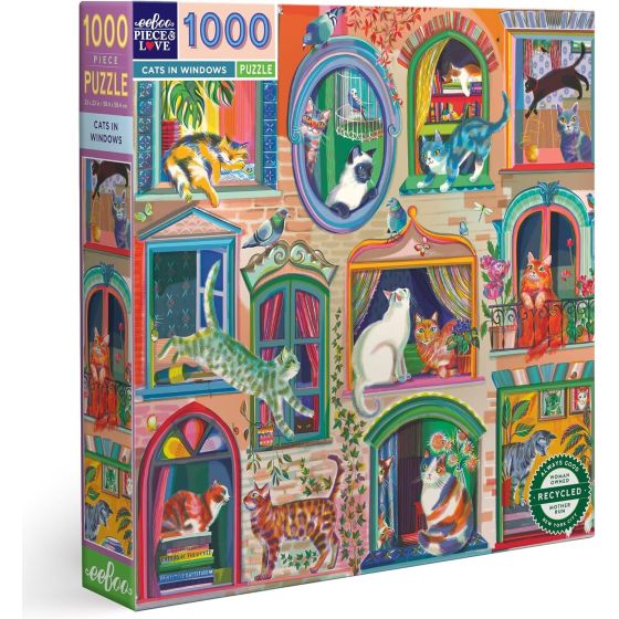 Puzzle Cats in Windows – 1000 pièces (58,4 x 58,4 cm)
