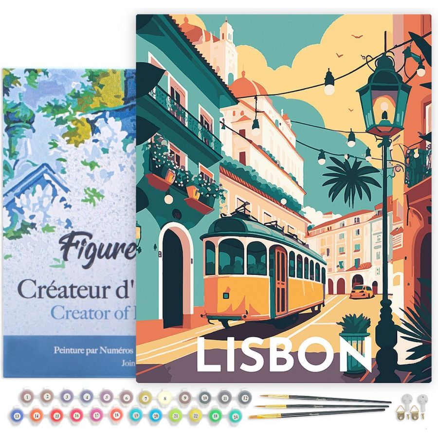 Peinture par Numéro  affiche vintage tendue sur châssis 40x50 – Lisbonne